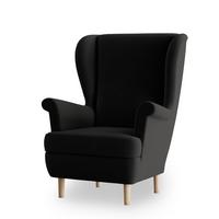 SESSEL LENTIO Ohrensessel Polstersessel, Schwarz - Schwarz, Holz/Holzwerkstoff (75/103/75cm) - MASSENO