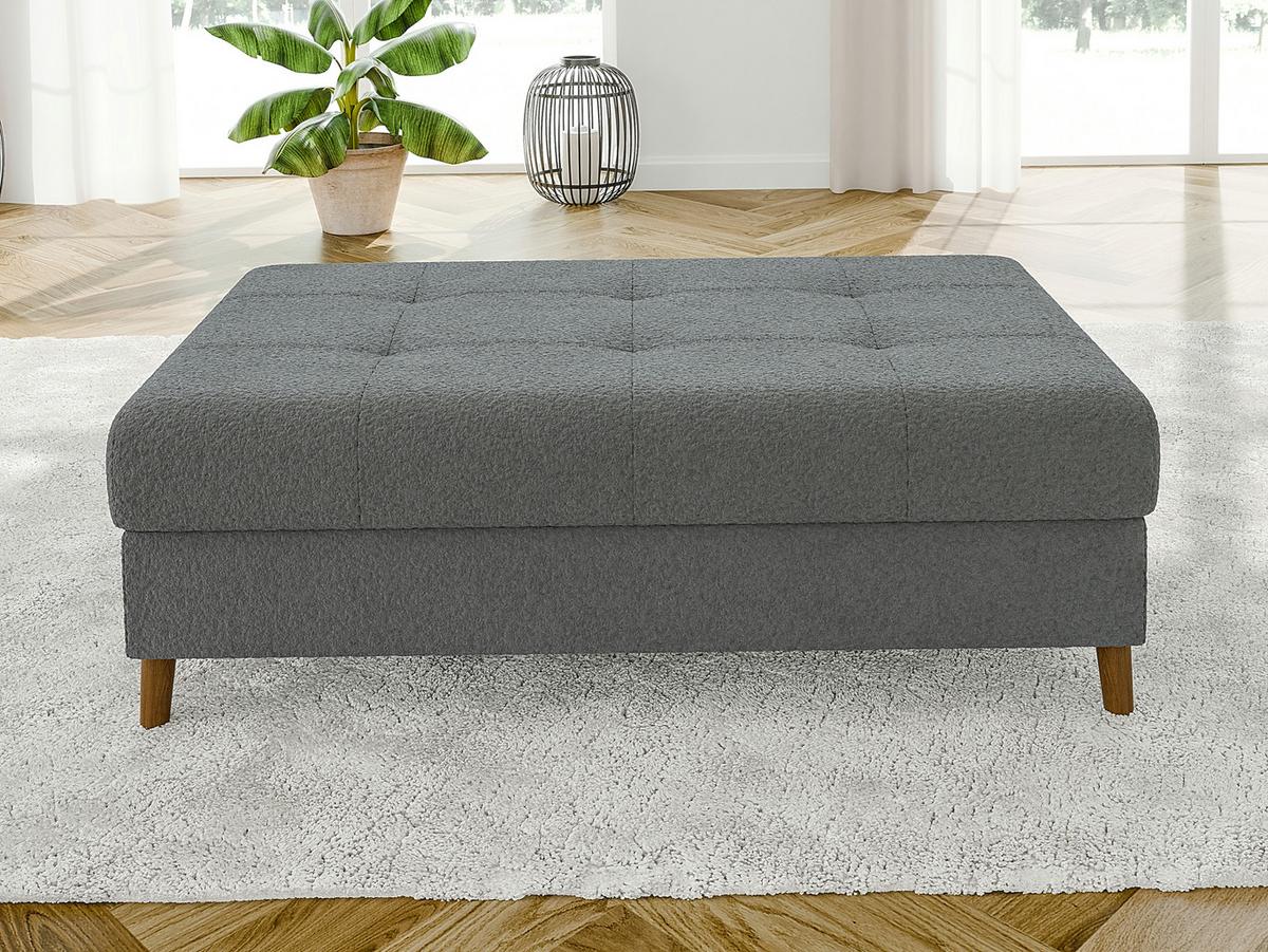 HOCKER Henrik Grau Boucle - Braun/Grau, Holz/Textil (118/40/73cm) - S-Style Möbel