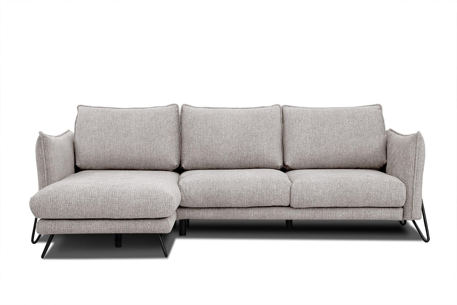 ECKSOFA HOSTEN 4-Sitzer, beige - Beige/Schwarz, Holzwerkstoff/Textil (158/269cm) - Wozimo