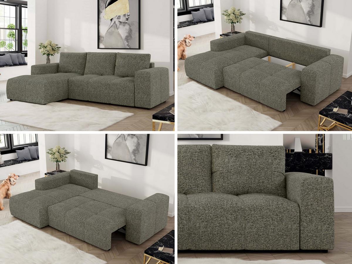 ECKSOFA MONIVA Grau Strukture - Links - Schwarz/Grau, Textil (164/266cm) - MKS