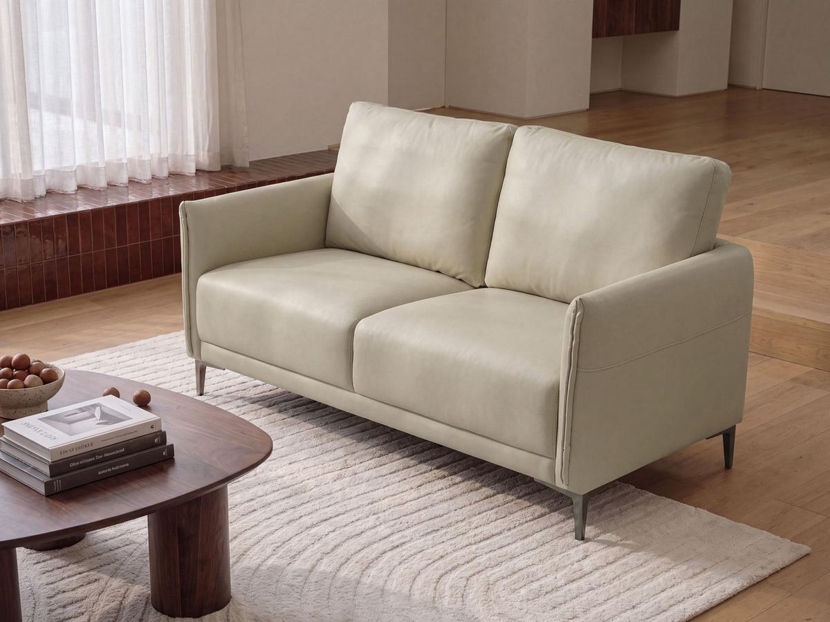 2-SITZER-SOFA Stoff Hellbeige Cilens - Beige/Silberfarben, Textil (152/93/83cm) - Beliani