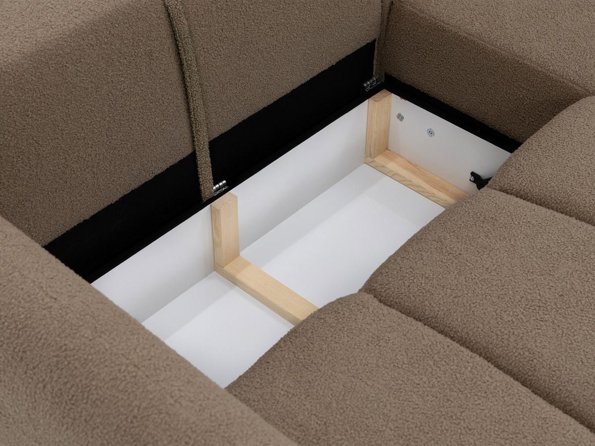 ECKSOFA Carlos Boucle - Schwarz/Braun, Holz/Kunststoff (236/160cm) - MIRJAN24