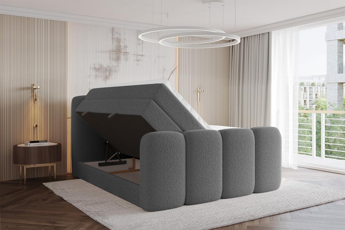 BOXSPRINGBETT mit Matratze H3/H4 - NINA-Z KING - 200x200 cm Grau - Titanfarben, Holzwerkstoff (200/200cm) - ALTDECOR