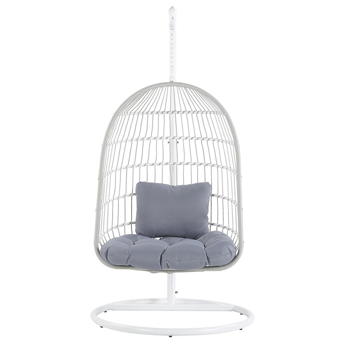 HÄNGESESSEL mit Gestell Flechtseil weiß 102 cm Allera - Weiß, Textil (102/199/102cm) - Beliani
