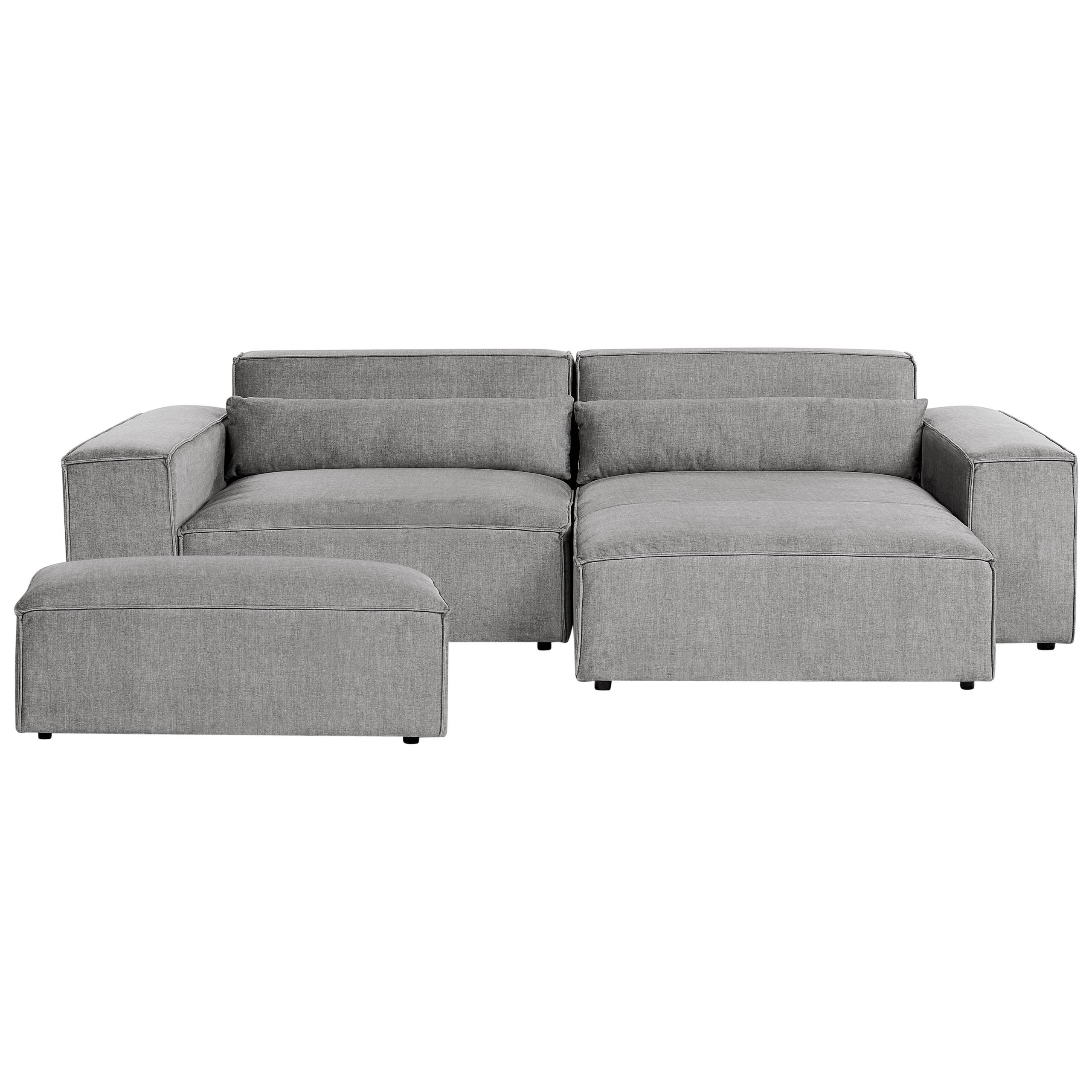 ECKSOFA Modul 3-Sitzer linksseitig Grau Stoff mit Ottomane Hellnar - Grau, Textil (262/176cm) - Beliani