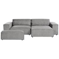 ECKSOFA Modul 3-Sitzer linksseitig Grau Stoff mit Ottomane Hellnar - Grau, Textil (262/176cm) - Beliani
