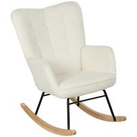 SCHAUKELSTUHL Sessel Relaxsessel bis 120 kg, Polyester, Weiß 98x71x101cm - Buchefarben/Weiß, Buchenholz/Textil (98/101/71cm) - HOMCOM
