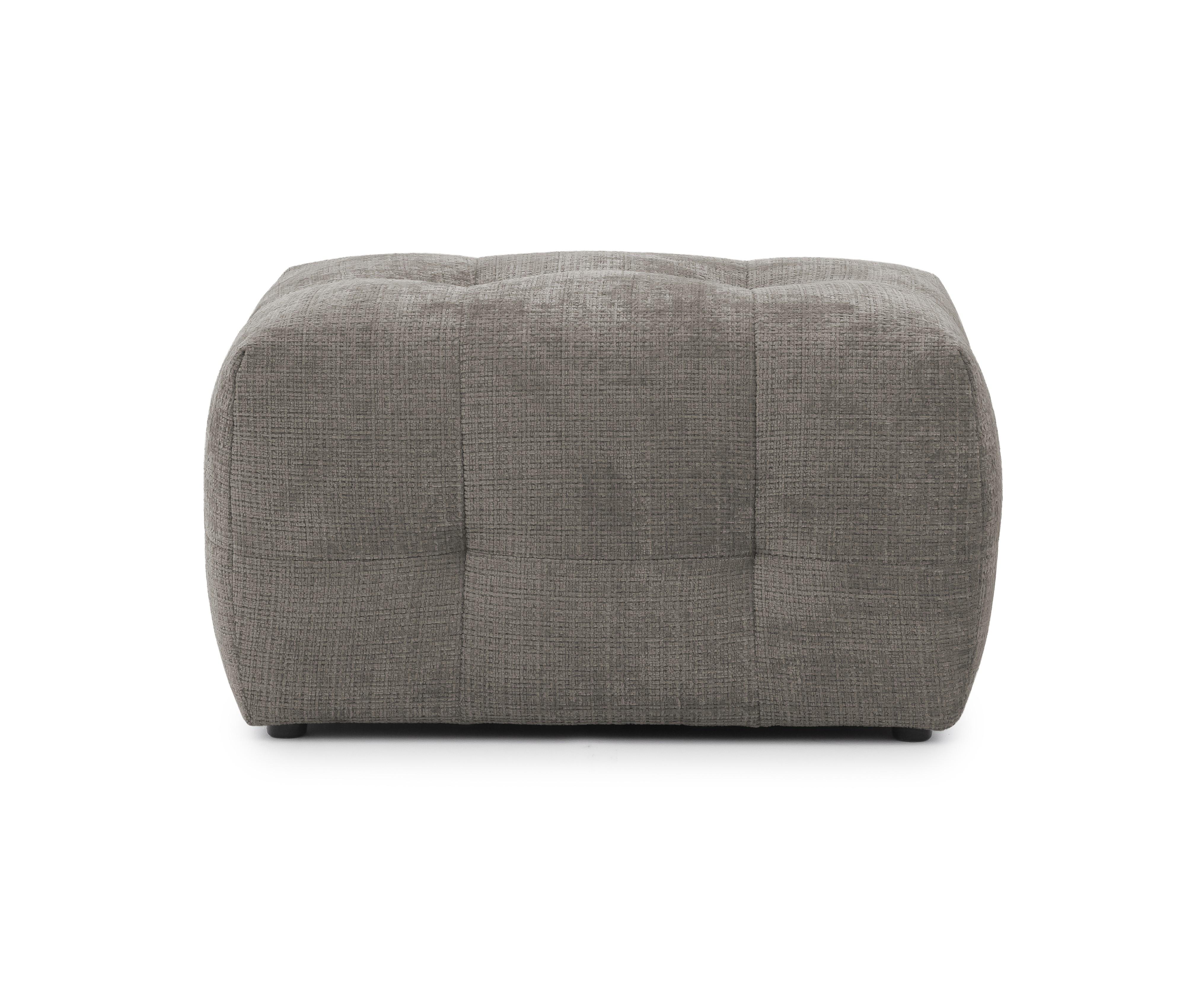 POLSTERHOCKER mit raffinierten Steppungen, zu passendem Sofa, Wellenunterfederung, Chenille-Bezug Braun Taupe / 21056 - Taupe/Greige, Kunststoff/Textil (87/46/68cm) - luma-home