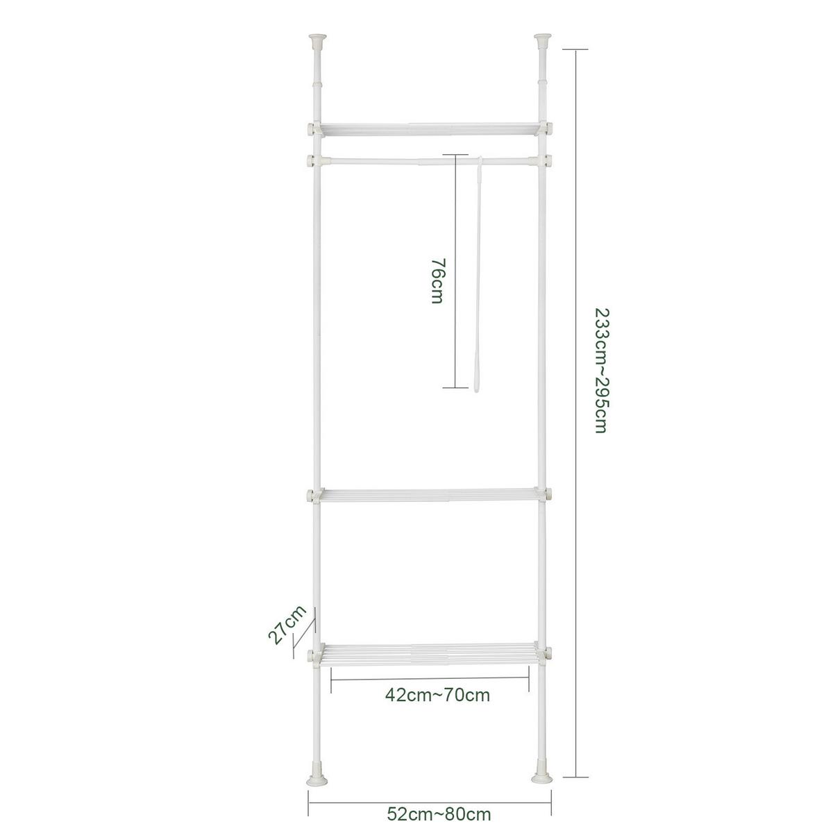 TELESKOP GARDEROBEN SYSTEM Weiß - Weiß, Kunststoff (80/295/2cm) - SoBuy