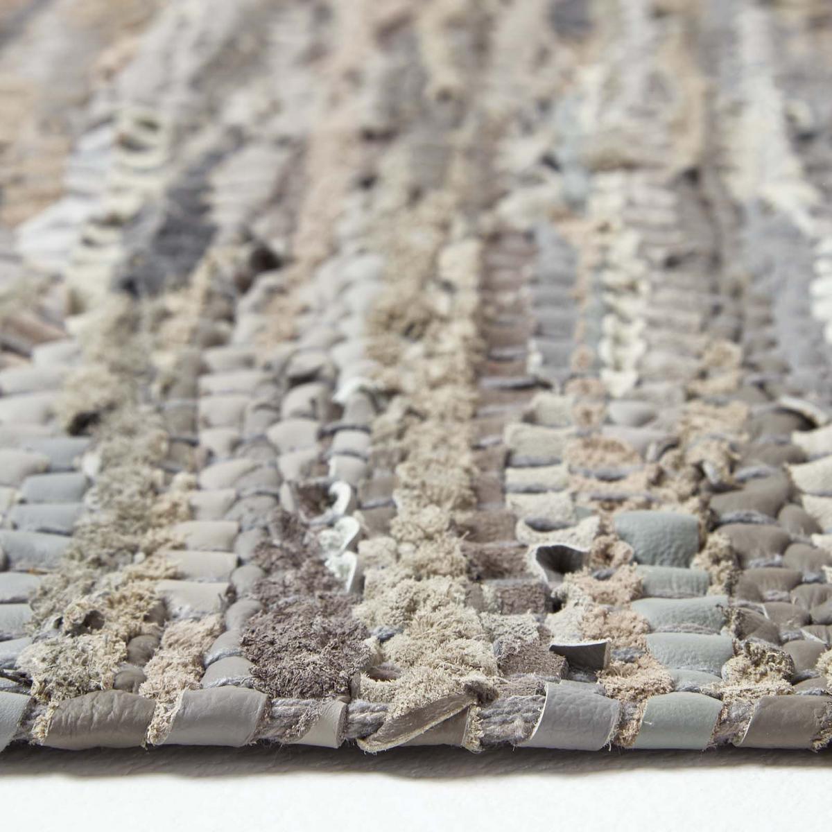 LEDERTEPPICH Denver gewebt 90/150 cm - Grau, Leder (90/150cm) - Homescapes