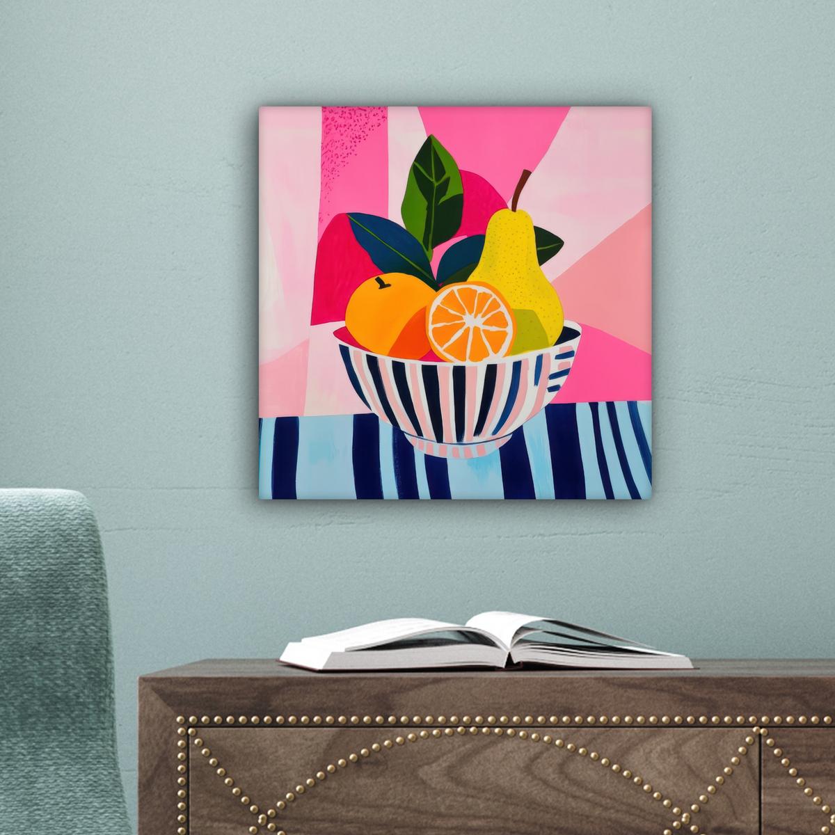 LEINWANDBILD Obst - Abstrakter Hintergrund - Rosa Deko Wohnzimmer 20x20 cm - Pink, Textil (20/20cm) - MuchoWow