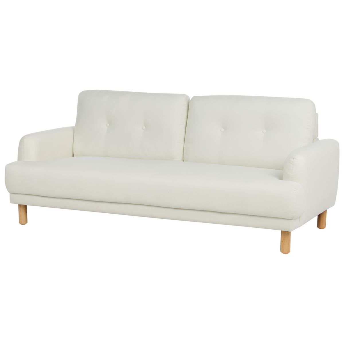 3-SITZER-SOFA Stoff cremeweiß Tuve - Hellbraun/Weiß, Textil (199/85/90cm) - Beliani