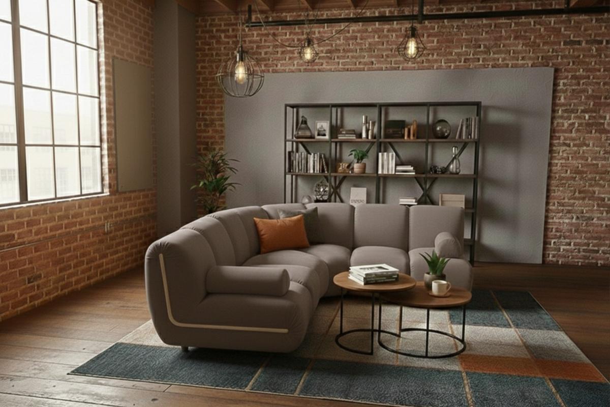 MODULSOFA LAYLA Taupe Velvet - Taupe/Schwarz, Buchenholz/Textil (213/213cm) - KAWOLA
