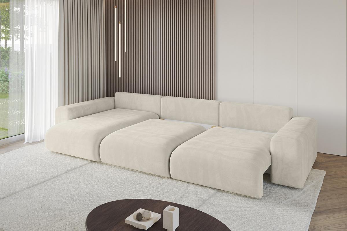 ECKSOFA Ottomane links ESKAR-L2 364x176x72 Cappuccino Velours - Schwarz/Cappuccino, Holzwerkstoff/Kunststoff (364/176cm) - ALTDECOR