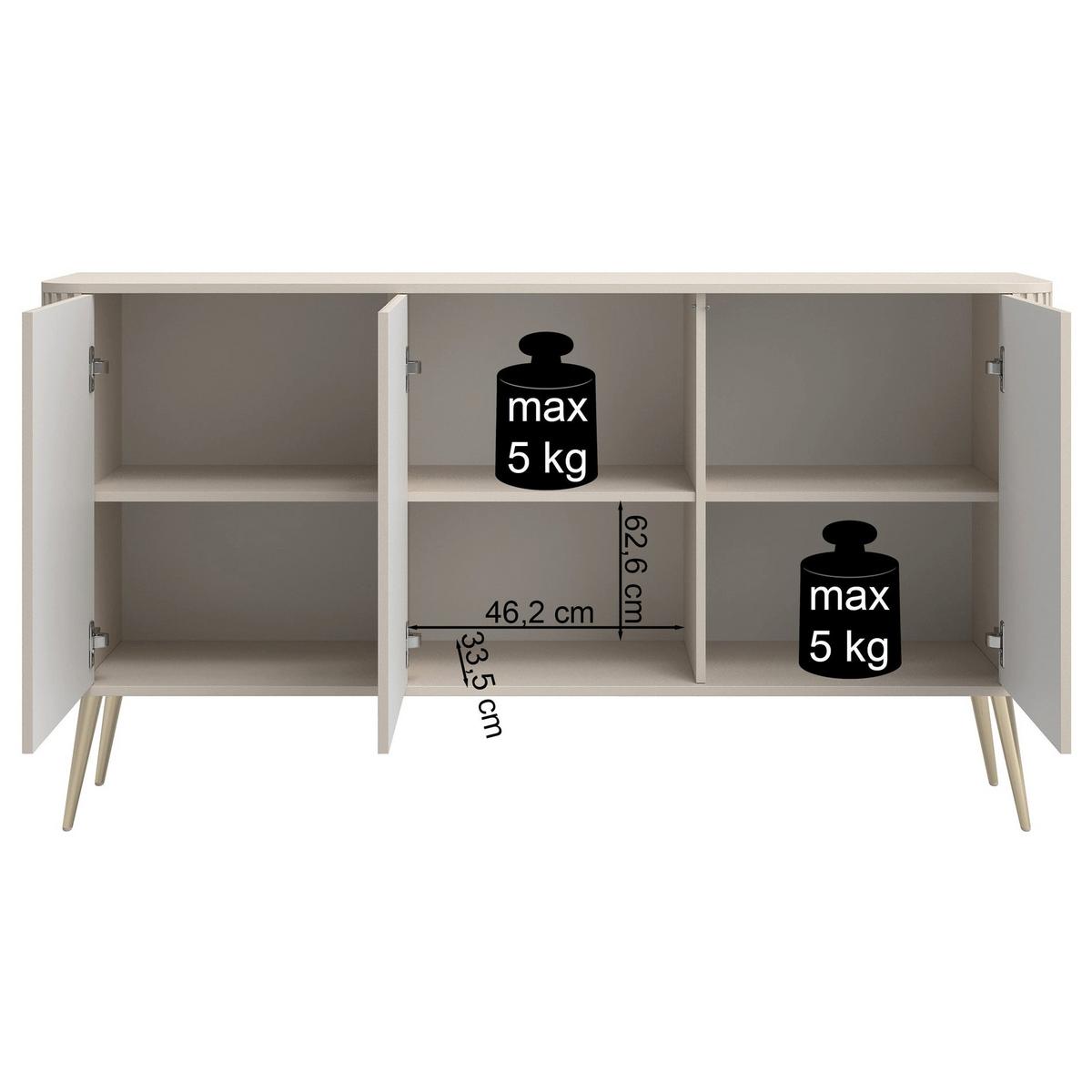SIDEBOARD Ovarlo Schwarz mit Metallbeinen 163 cm - Silberfarben/Schwarz, Holzwerkstoff/Metall (163.2/83.8/38cm) - Selsey