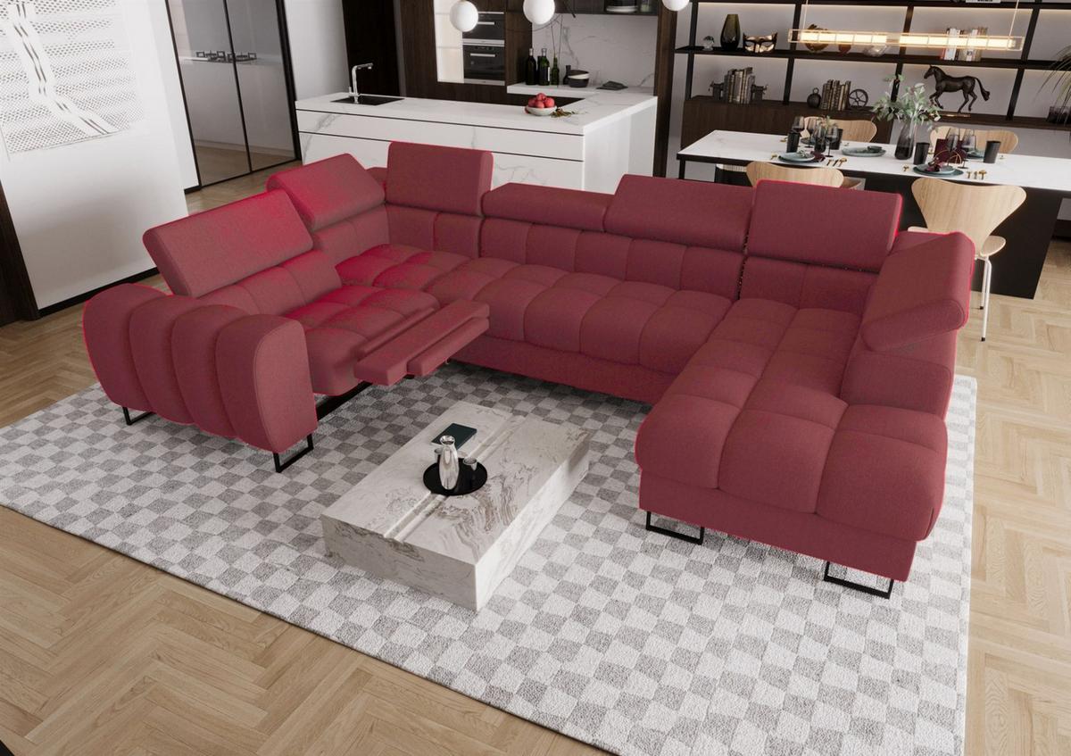 WOHNLANDSCHAFT Bastien Relax - Rot, Holzwerkstoff/Textil (350/95/198cm) - Fun Möbel