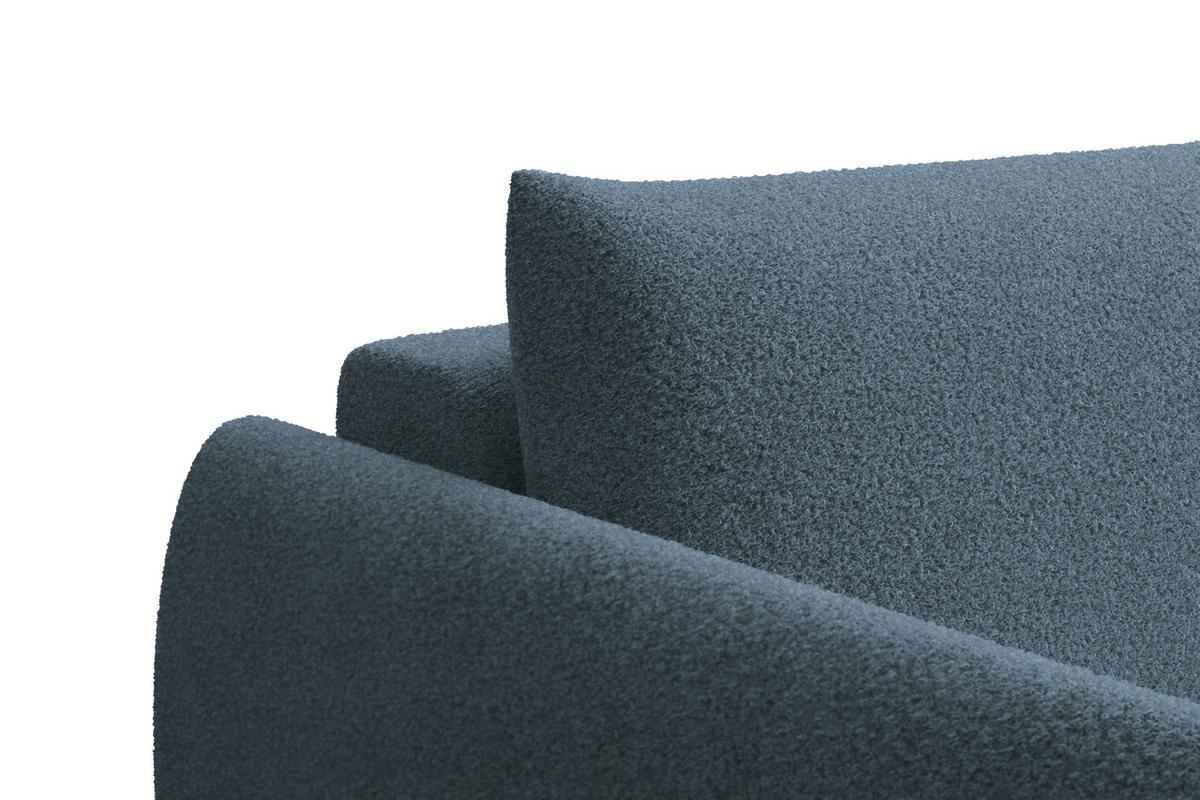 SOFA TAUER 3-Sitzer, Bouclé-Stoff blau - Blau/Schwarz, Holz/Textil (206/84/112cm) - Courtois Laville