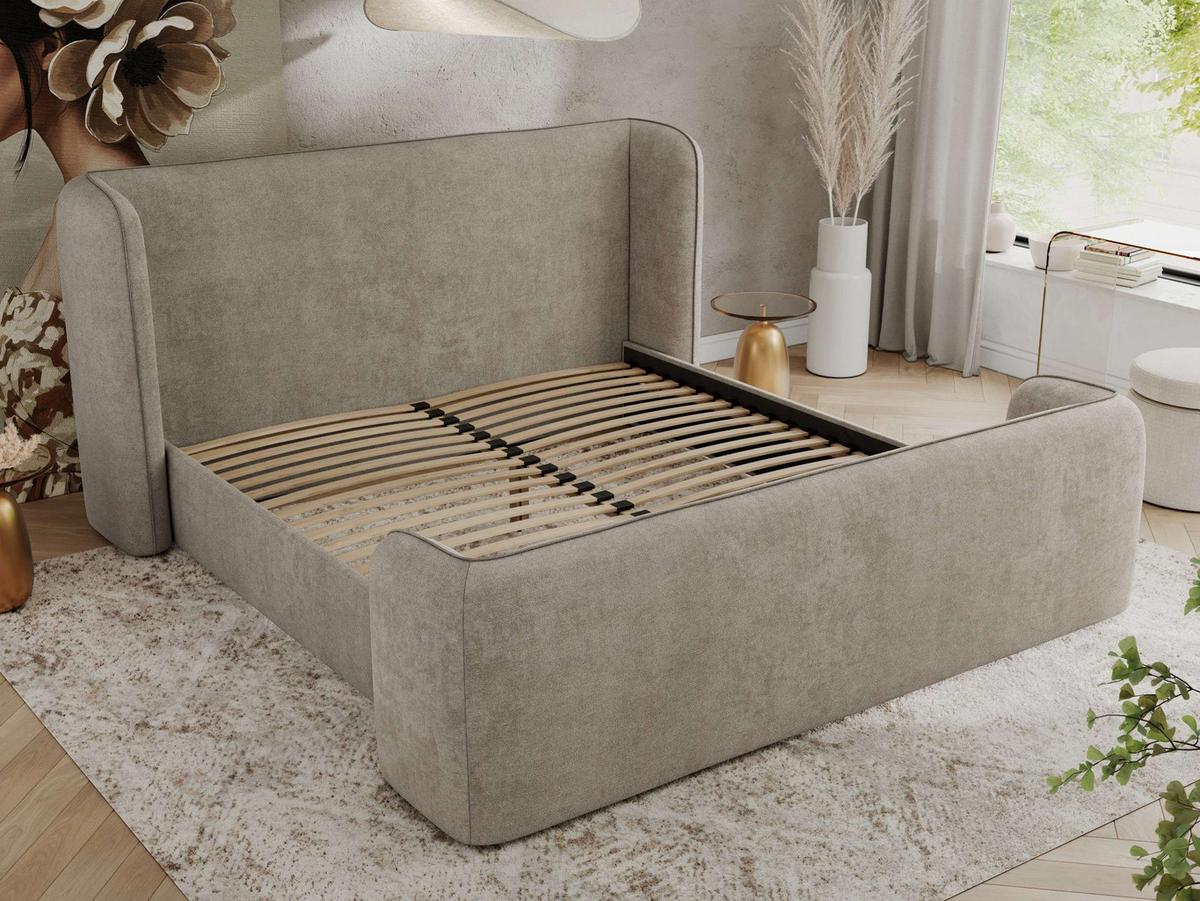 POLSTERBETT EMORA CLASSIC DUO 160/200 - Beige Strukture - Multipocket-Matratze - Beige, Textil (160/200cm) - MKS