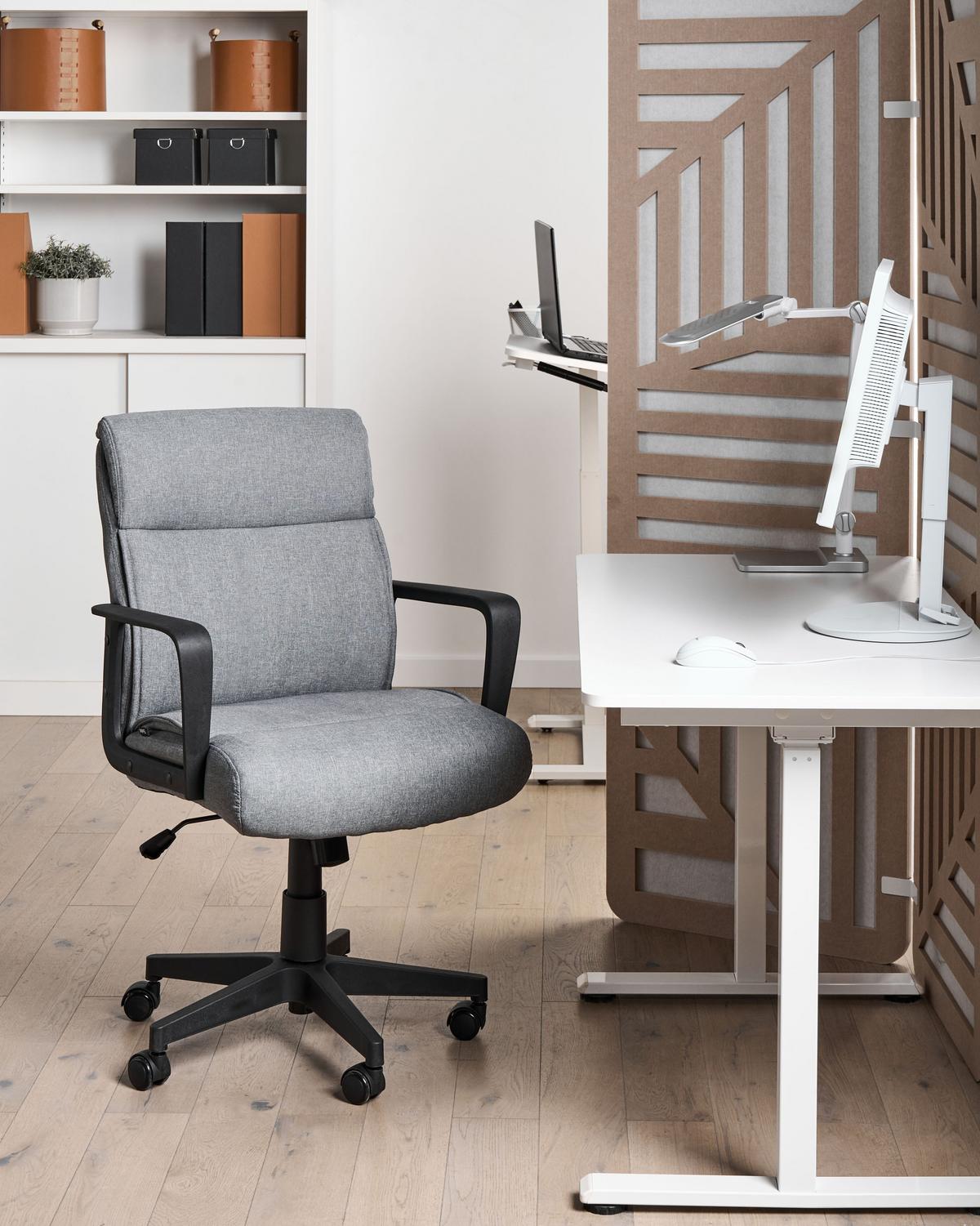 BÜROSTUHL Grau Byron - Schwarz/Grau, Textil (61/93/69cm) - Beliani