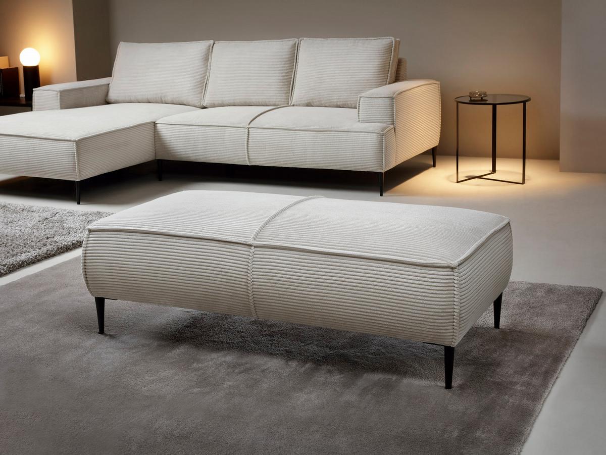 MASSENO Sitzhocker DUNA, Modern Polsterhocker, Fußhocker Creme - Creme, Holzwerkstoff/Kunststoff (65/44/140cm) - MASSENO