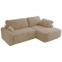 ECKSCHLAFSOFA CUBO L Creme Plüsch - rechts - Creme/Schwarz, Kunststoff/Textil (187/273cm) - MKS