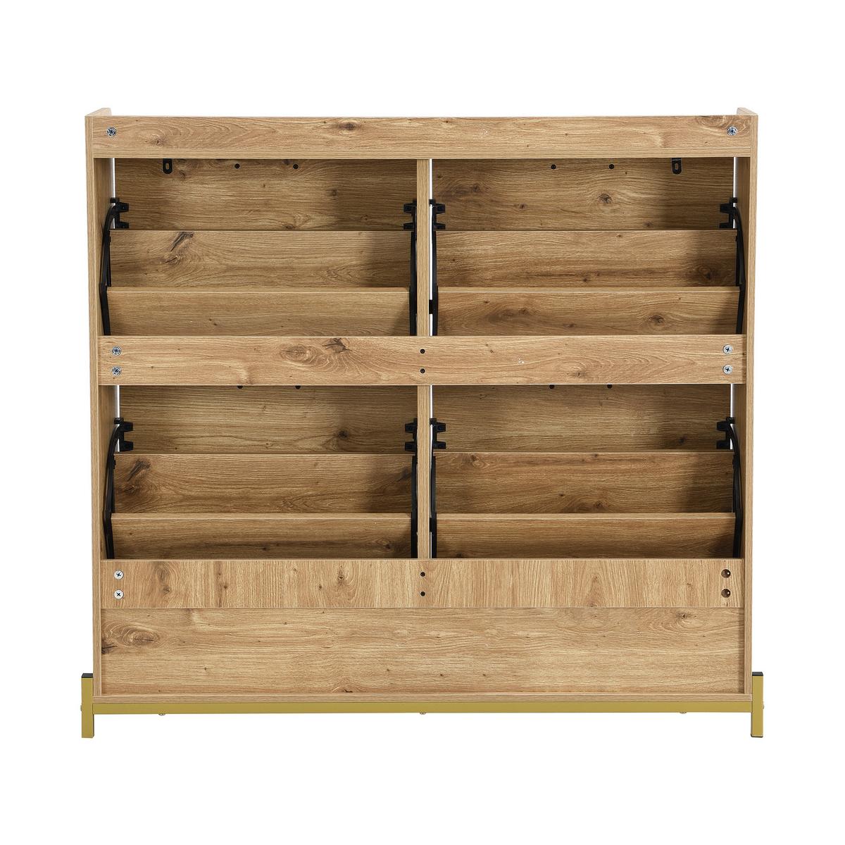 SCHUHREGAL 108 cm Holzoptik mit 4 Klappfächern & Metallfüßen für Flur - Eichefarben, Holzwerkstoff (108.5/100/24cm) - Urban Meuble
