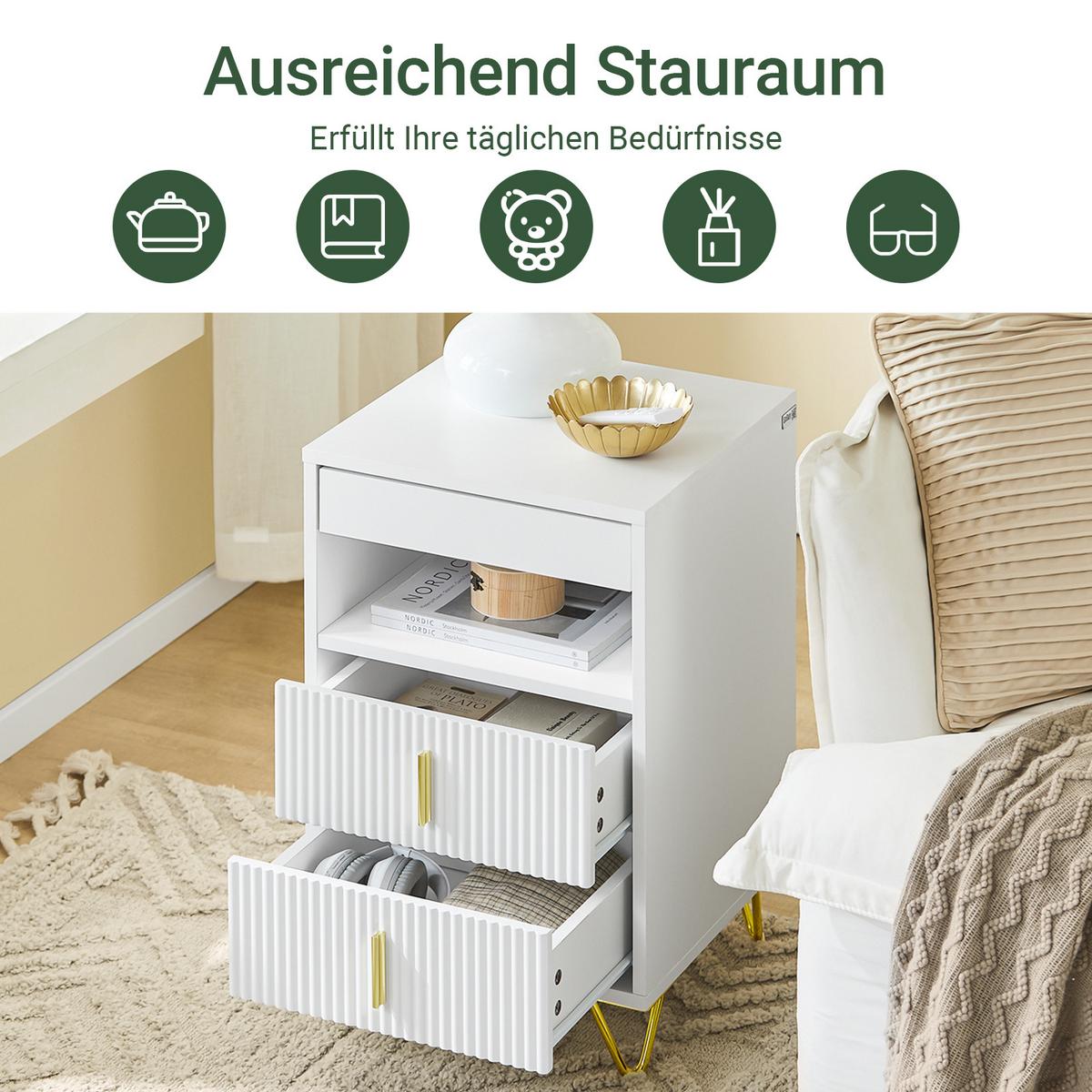 NACHTTISCH Weiß - Weiß, Holzwerkstoff (40/63/40cm) - SoBuy