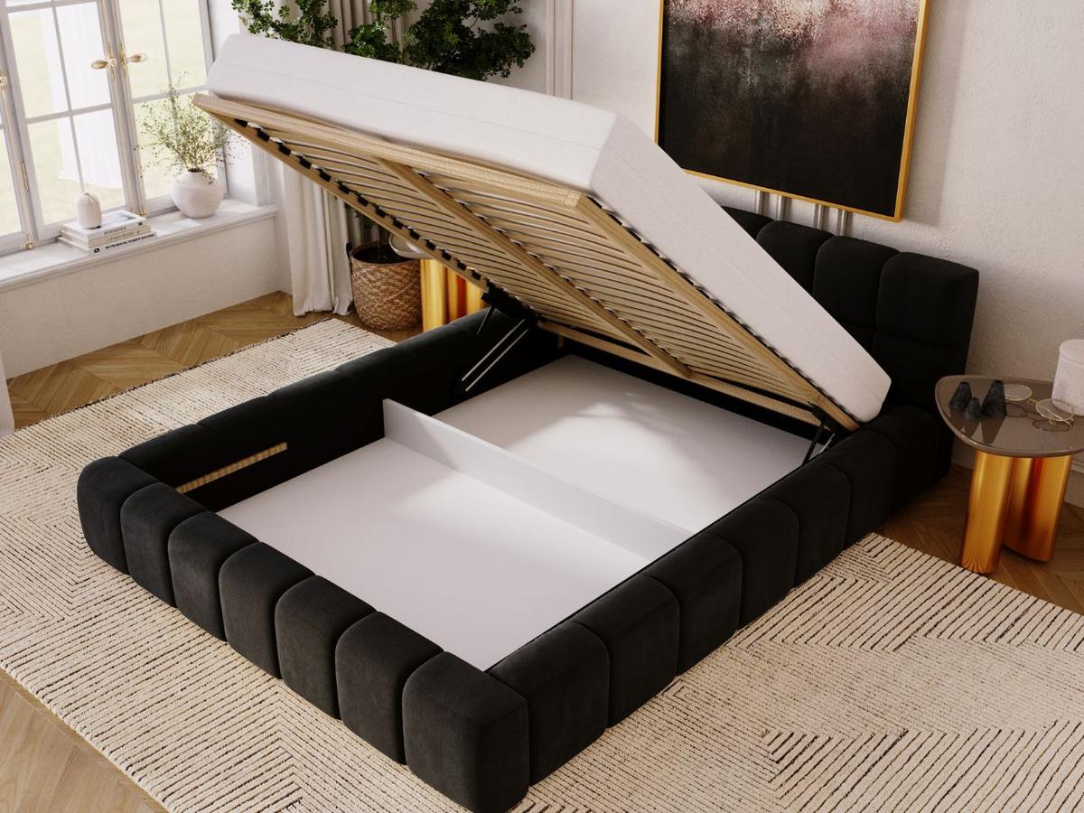 POLSTERBETT Alicante 160x200 Schwarz - Schwarz, Textil (160/200cm) - Graingold
