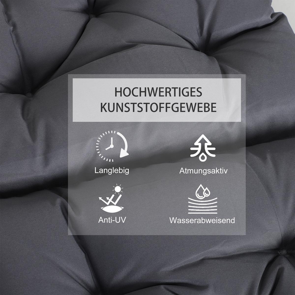 SITZKISSEN, Oxford, Schaumstoff, Grau - Grau, Textil (50/8/98cm) - Outsunny