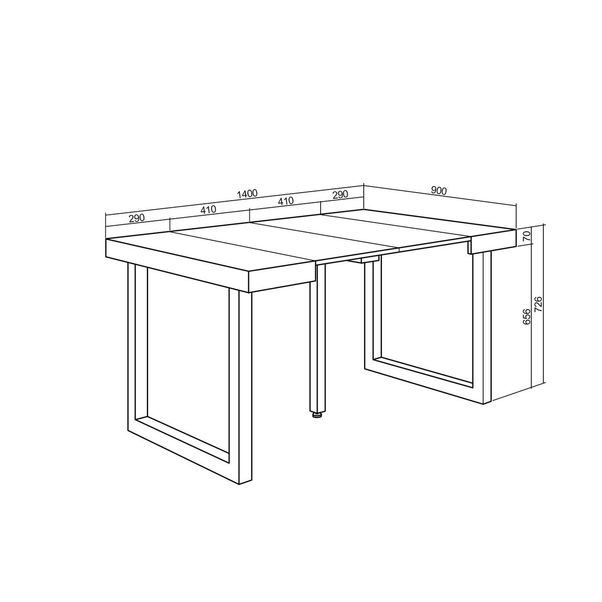 KONSOLENTISCH ausziehbar 58 bis 140cm, für 6 Gäste, eiche weiß, 90/58/73cm - Eichefarben/Weiß, Holzwerkstoff (90/140/73cm) - Skraut Home