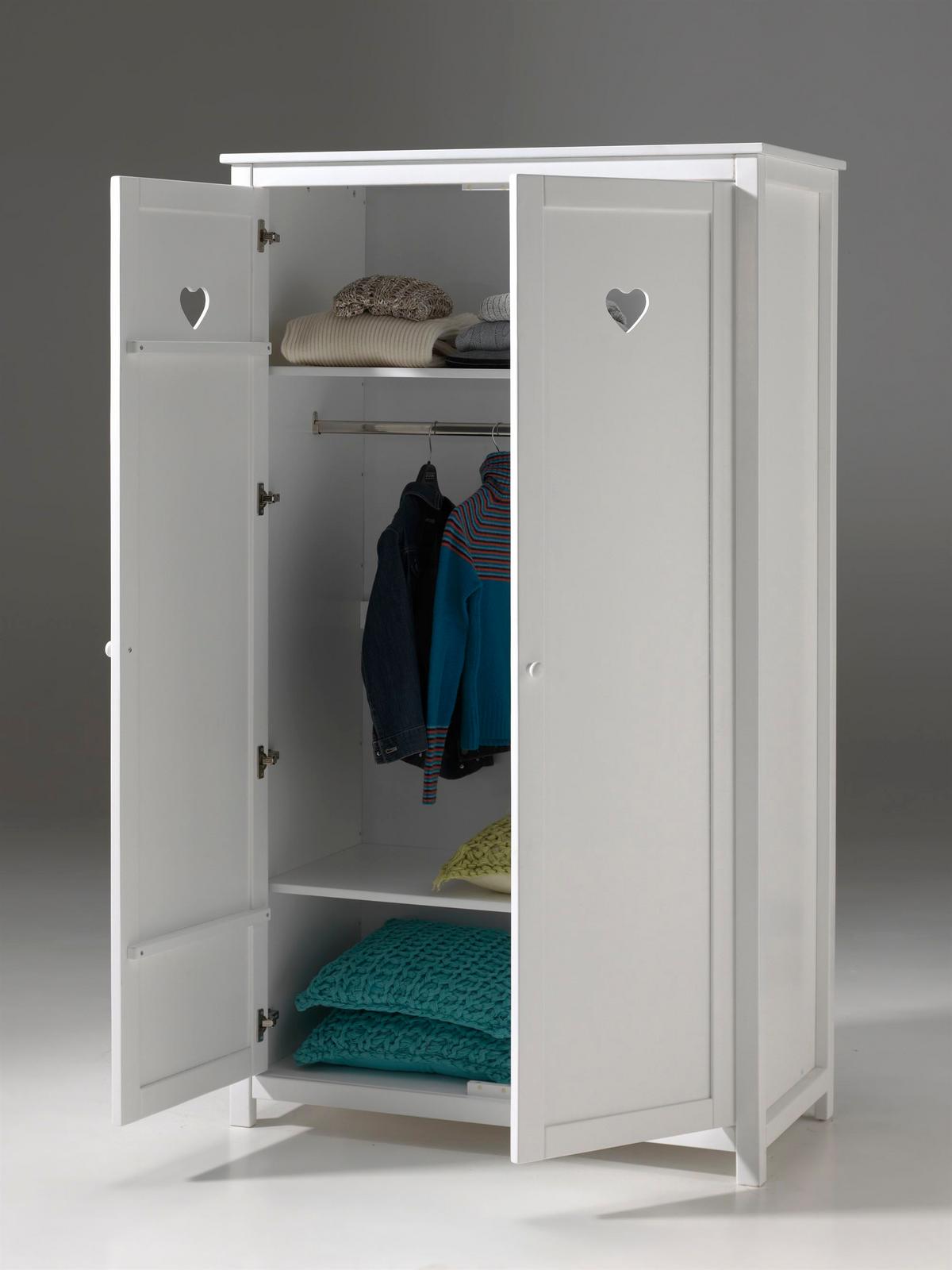 KINDERZIMMERSCHRANK Kamila 110x57x191 mit 2 Türen MDF+Massivholz Weiß - Weiß, Holzwerkstoff (110/191/57cm) - 58aufmkessel