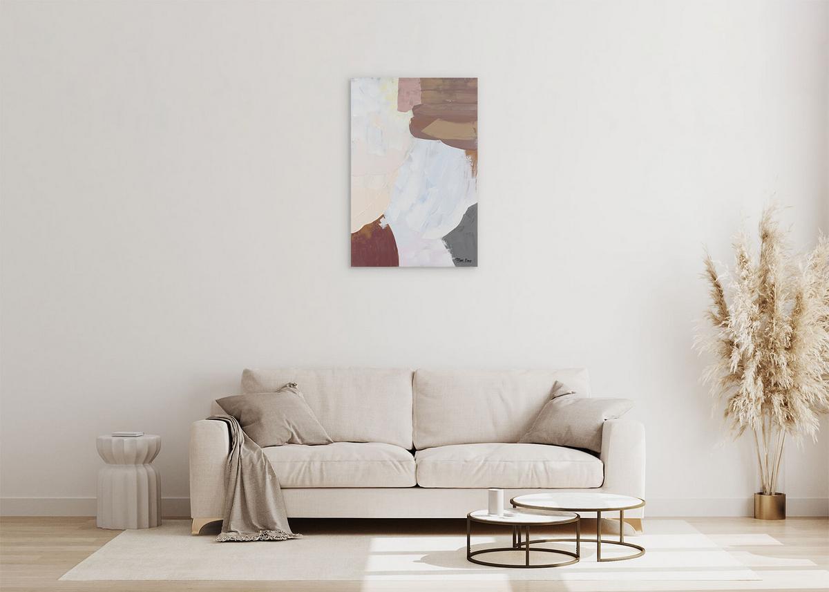 ACRYLBILD HANDGEMALT 60/90 cm - Beige/Weiß, Holz/Textil (60/90cm) - KUNSTLOFT