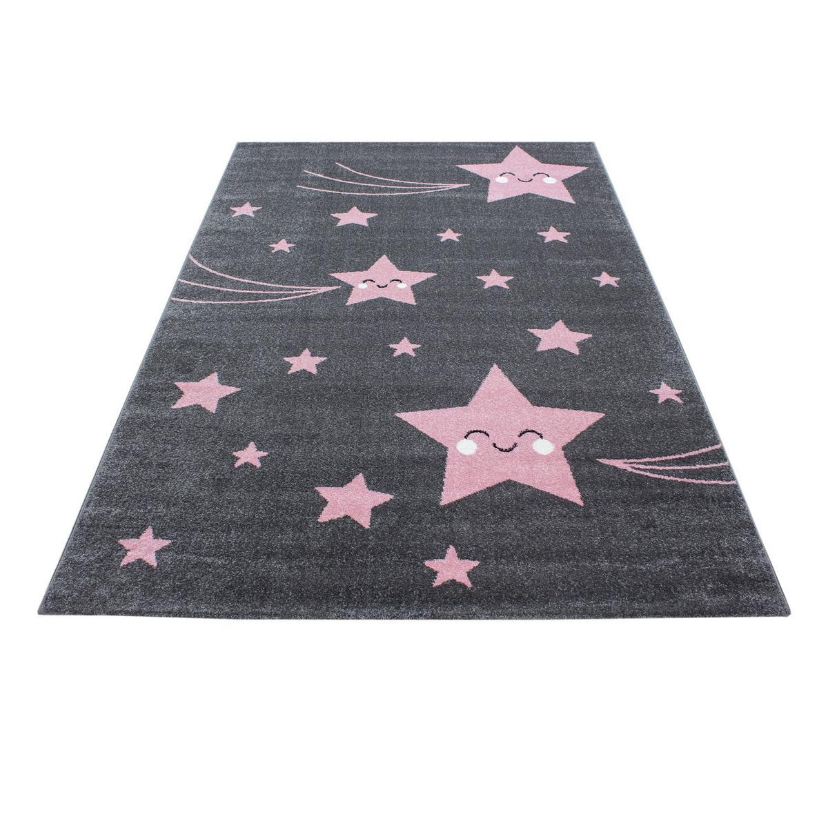 KINDERTEPPICH TASNA, mit Sternen-Motiv, Rosa, 80 x 150 cm - Rosa, Textil (150/80cm) - KADIMA DESIGN