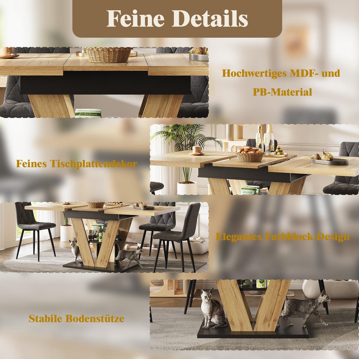 ESSTISCH Ausziehbar 110-140 cm Natural Wood mit verstecktem Staufach - Grau, Holzwerkstoff (80/110/75cm) - Urban Meuble