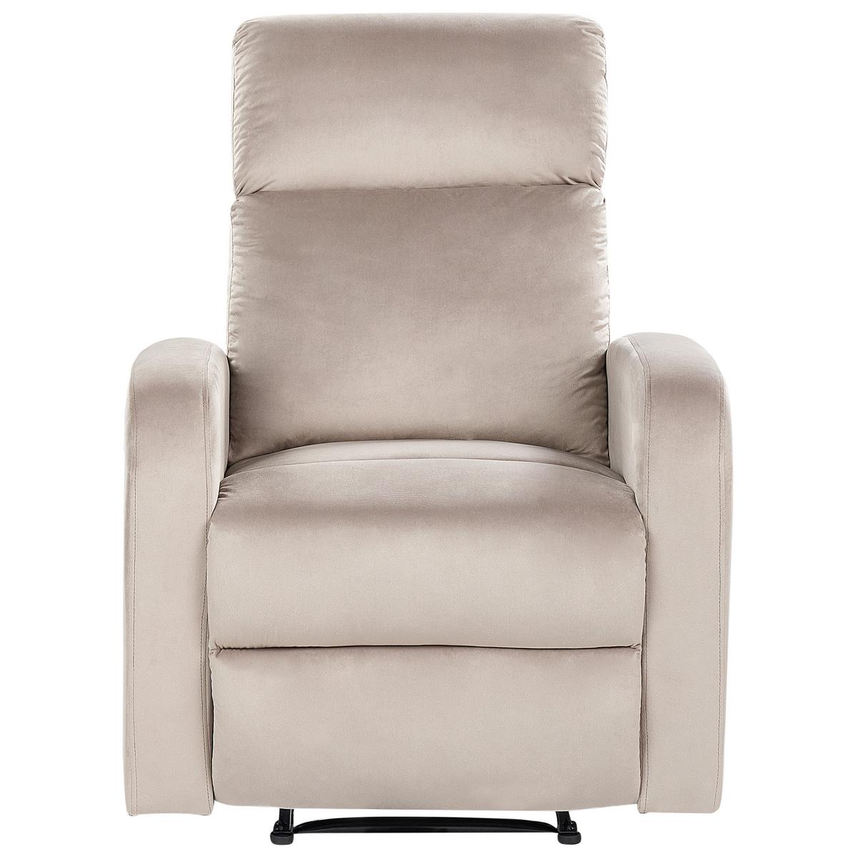 SESSEL Samtstoff taupe elektrisch verstellbar Verdal - Beige, Textil (76/102/62cm) - Beliani