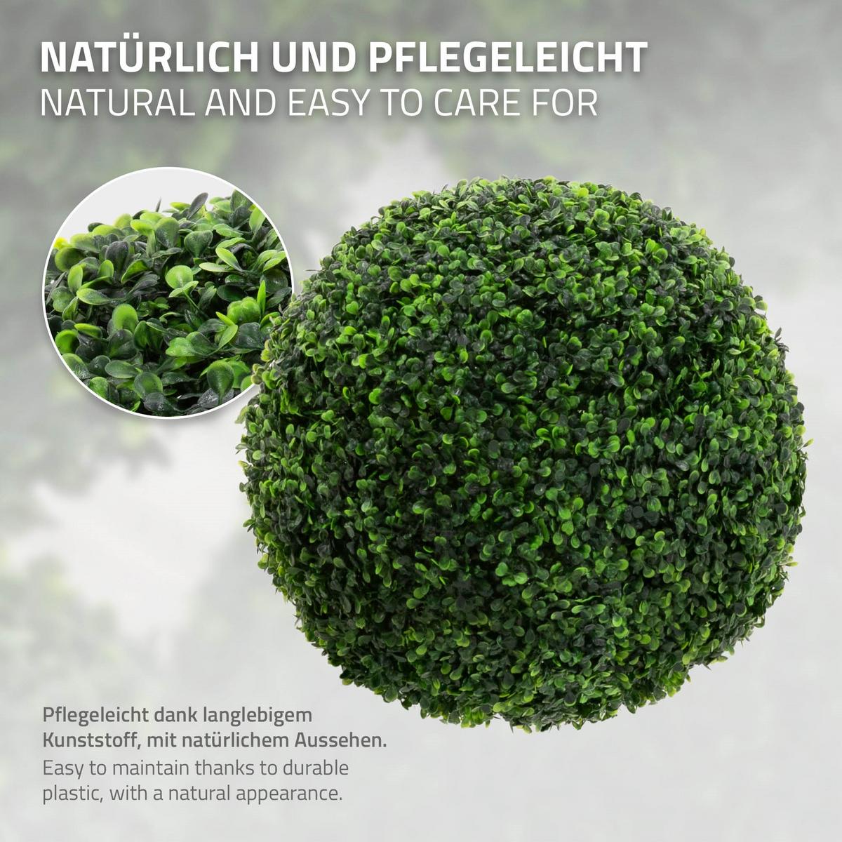 KÜNSTLICHE Buchsbaumkugel 2er Set groß Ø35 cm Grün aus Kunststoff - Grün, Kunststoff/Textil (45cm) - ML-DESIGN