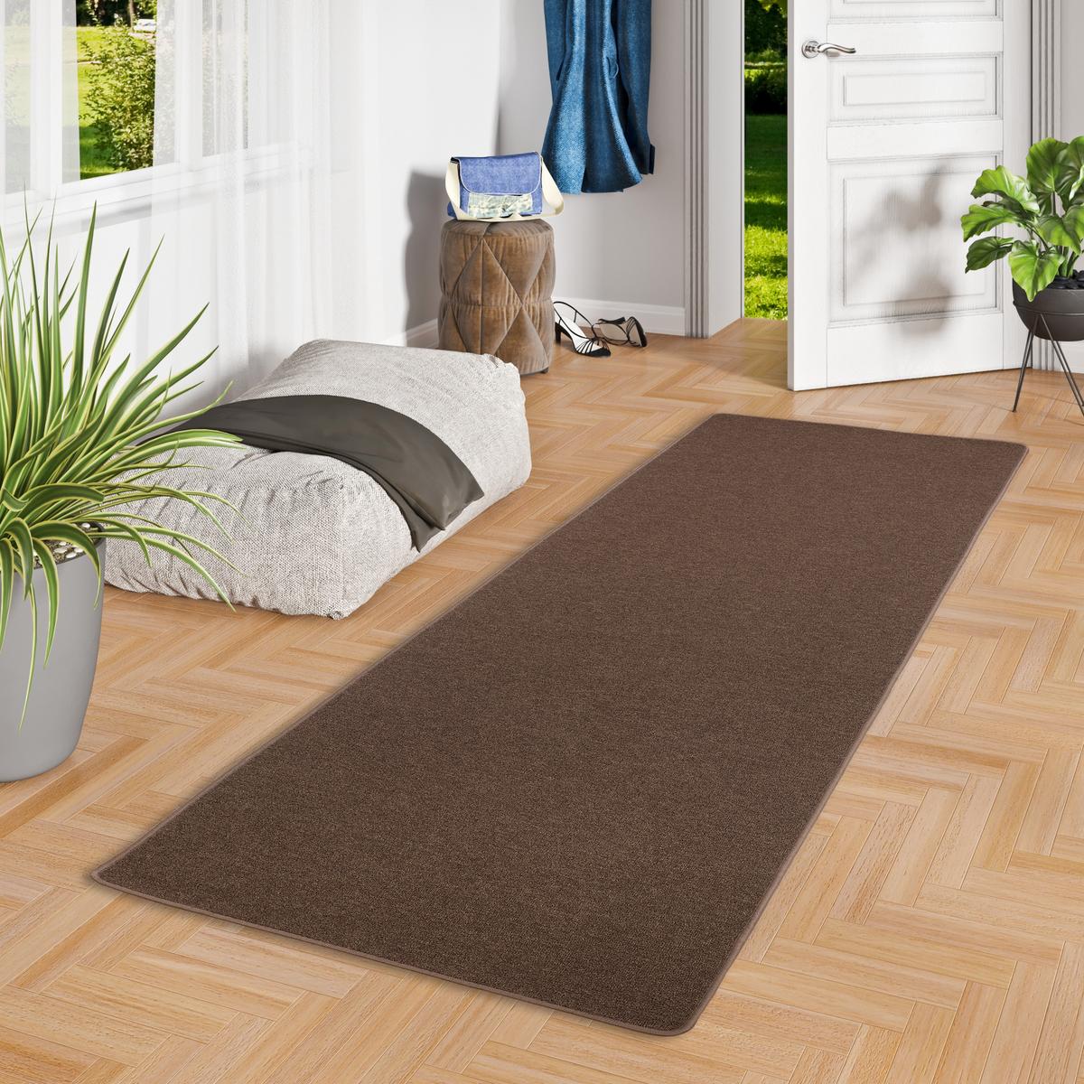 FEINSCHLINGEN VELOUR LÄUFER TEPPICH STRONG - Dunkelbraun, Textil (80/200cm) - Snapstyle