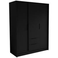 DREHTÜRENSCHRANK CAVA 150,5/200/51 cm Modern Kleiderschrank 3-türig Schwarz - Schwarz, Holzwerkstoff (150.5/200/51cm) - MASSENO