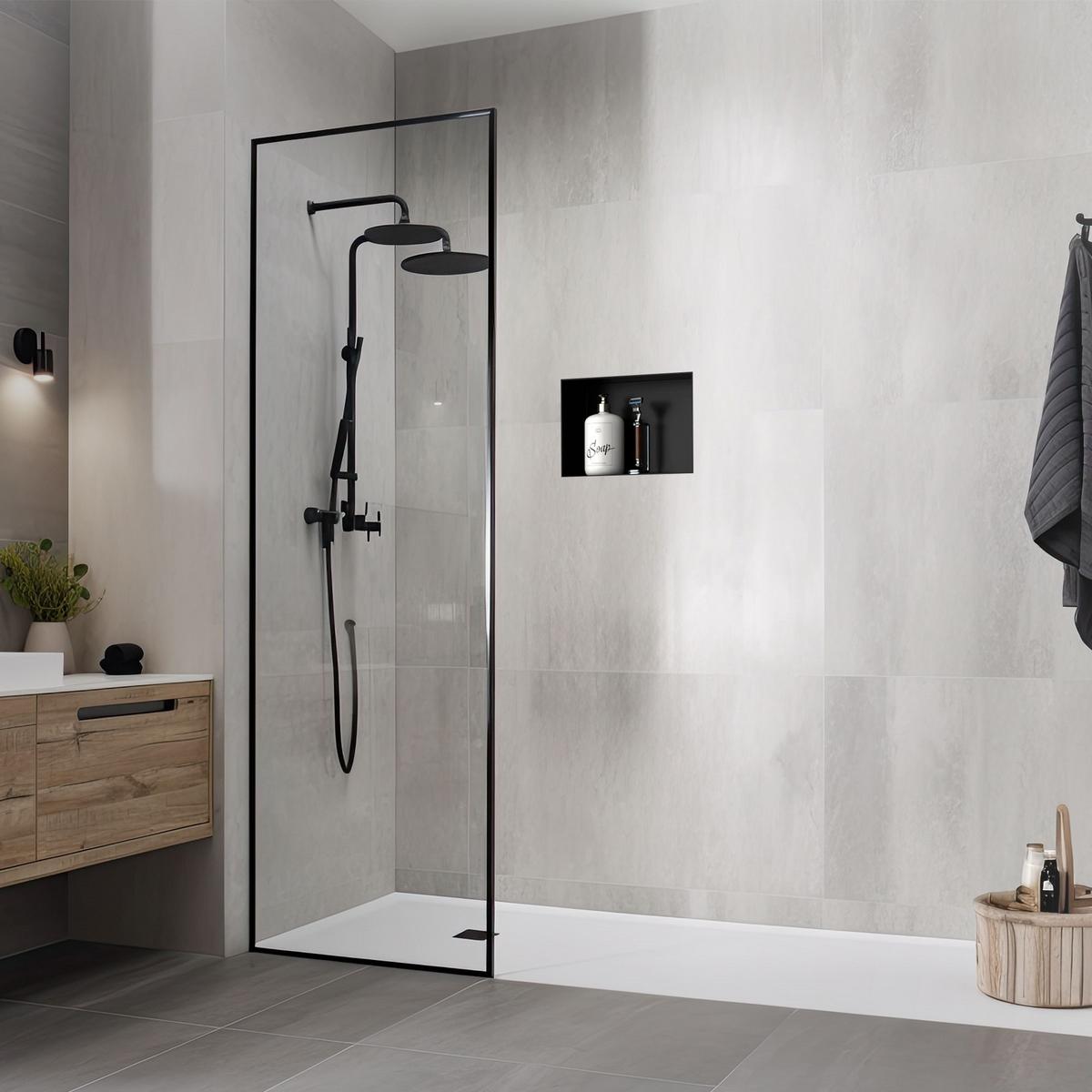 DUSCHNISCHE Schwarz 30/20 cm - Schwarz, Metall (30/20/10cm) - LuxeBath