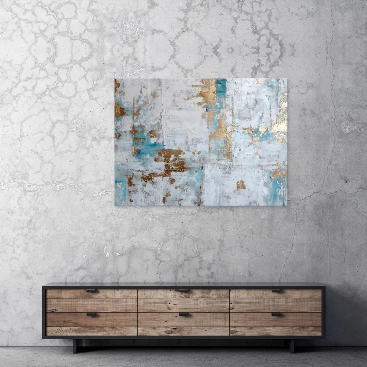 LEINWANDBILD Marmor Abstrakt Grau 100x70 cm - Multicolor, Holzwerkstoff (100/70cm) - Wallarena