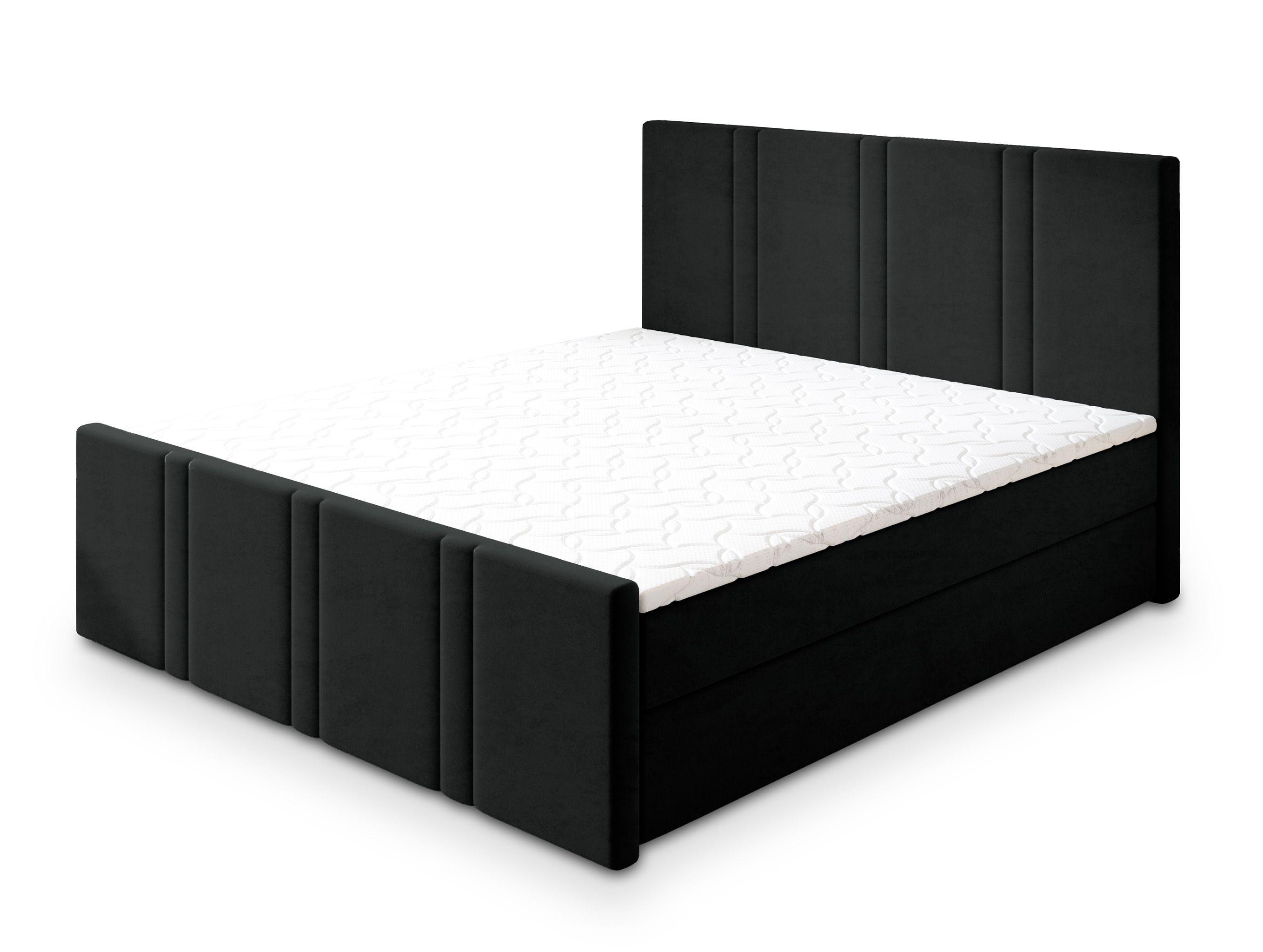 BOXBETT COMOZA 140x200 cm mit Matratze und Topper - Schwarz - Schwarz, Holz (140/200cm) - MASSENO
