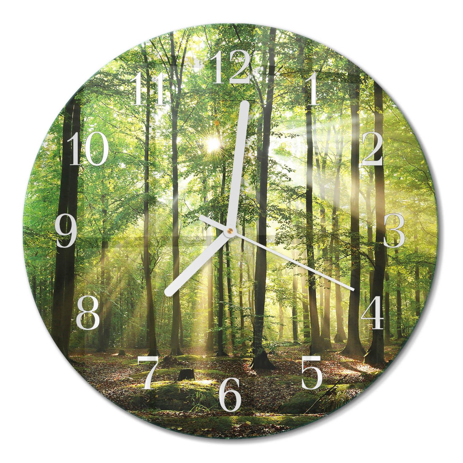 WANDUHR aus Glas Ø30 cm - Waldnatur - Grün, Glas (30/30/0.4cm) - TULUP