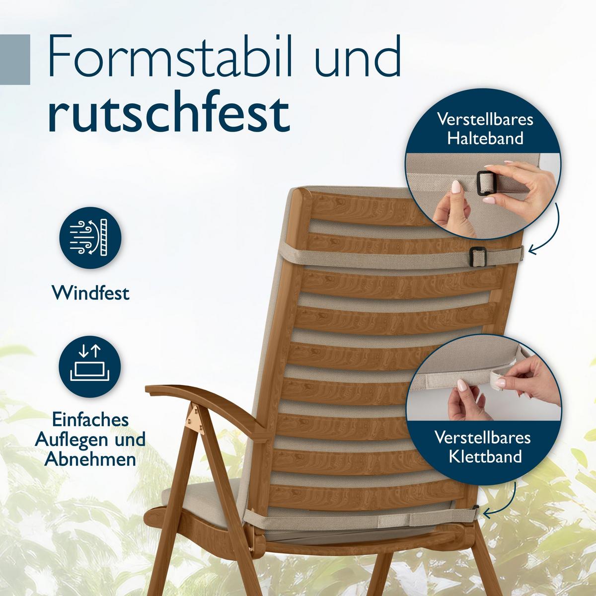 HOCHLEHNERAUFLAGE QD-HL 122/48/5,5cm Beige - Beige, Textil (48/5/122cm) - Beautissu 
