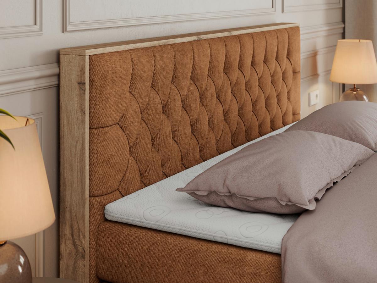 BOXSPRINGBETT AMORE KING 200/200 Orange Struktur - H4 - Orange, Holz/Textil (200/200cm) - MKS