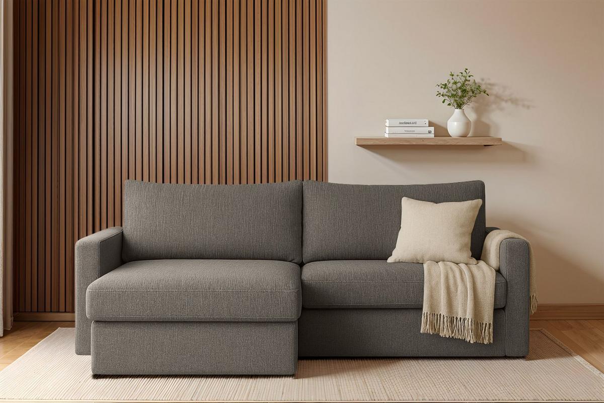 ECKSOFA Bendik In Faro - Grau, Holzwerkstoff/Textil (224/140cm) - Fun Möbel