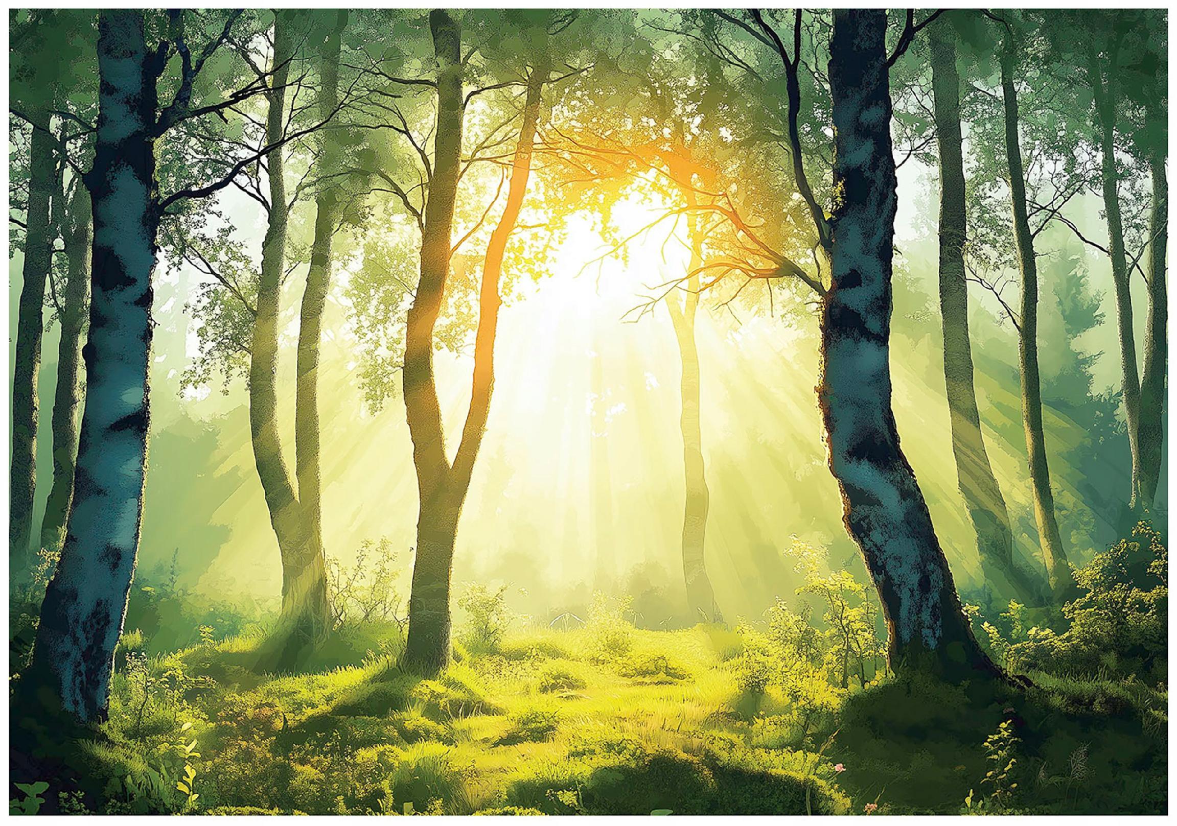 FOTOTAPETE 3D Effekt Wald Natur Wohnzimmer 400x280 - Multicolor, Papier (400/280cm) - Wallarena
