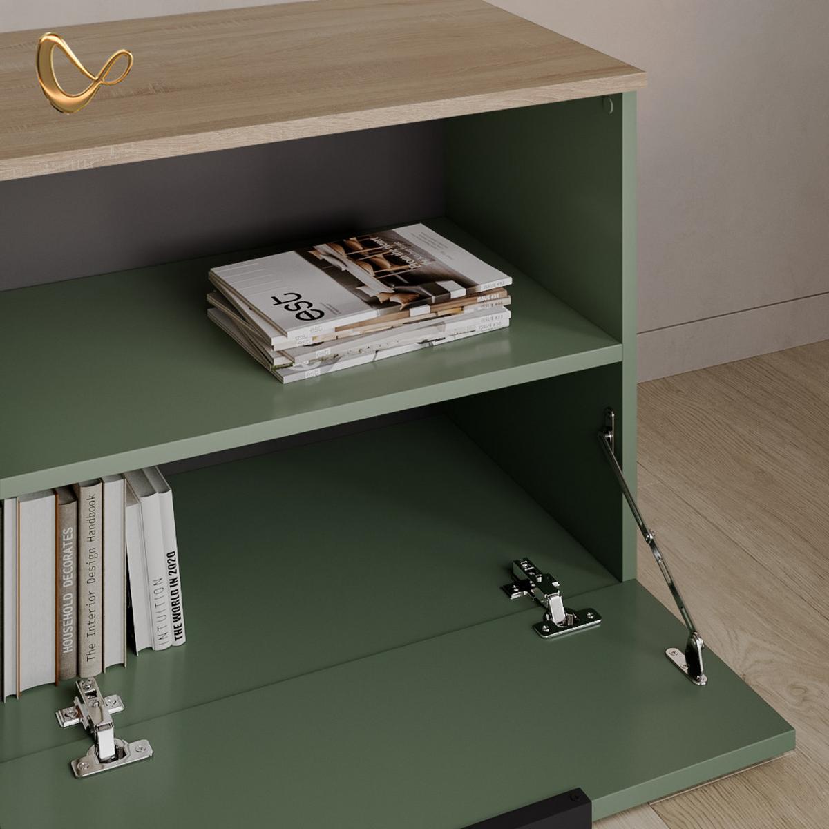 KOMMODE Piave Grün mit klappe - Grün, Holzwerkstoff (60/50/40cm) - Livinity®