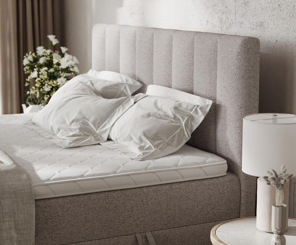 BOXBETT Bari 180/200 cm Beige im Riva Stoff - Beige, Holz/Holzwerkstoff (180/200cm) - AltaBeds