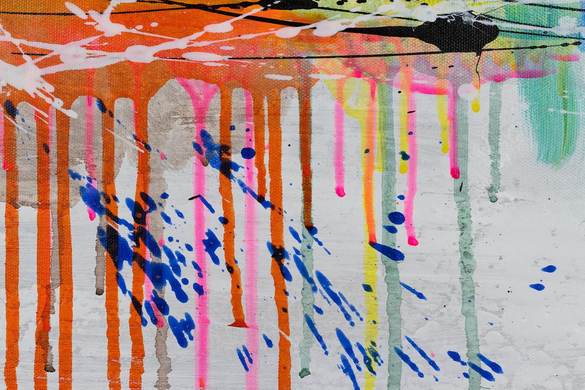 ACRYLBILD HANDGEMALT 120/60 cm - Blau/Gelb, Holz/Textil (120/60cm) - KUNSTLOFT