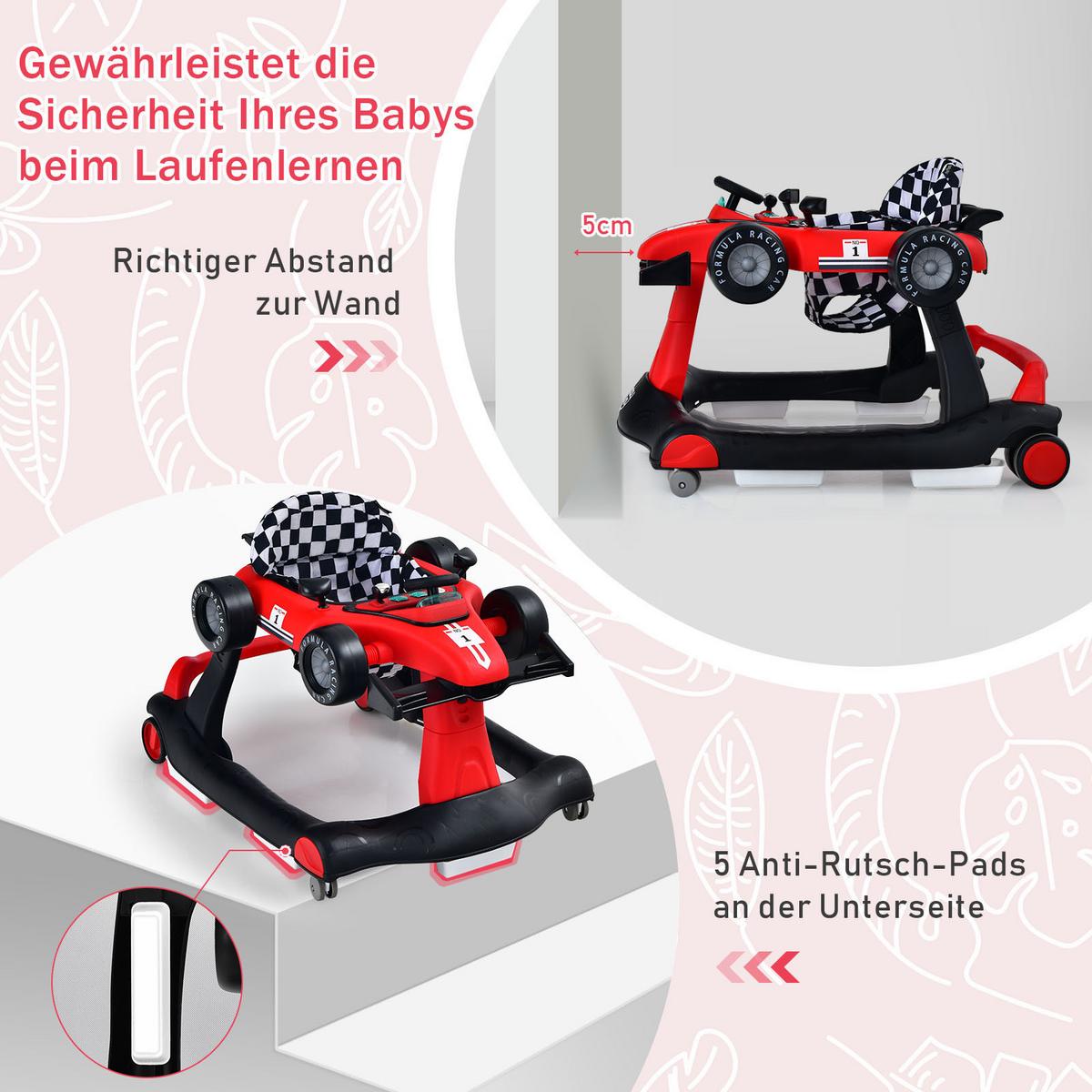 LAUFLERNWAGEN Klappbar Rot - Rot, Kunststoff (76/56/64cm) - COSTWAY